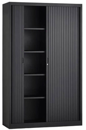 zwarte stalen roldeurkast voor kantoor