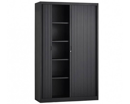 zwarte stalen roldeurkast voor kantoor