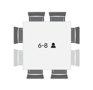 vierkante vergadertafel 6 tot 8 personen