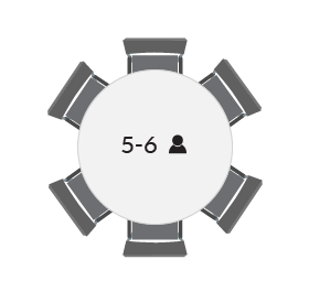 ronde vergadertafel voor 5 tot 6 personen