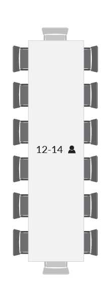 vergadertafel voor 12 tot 14 personen