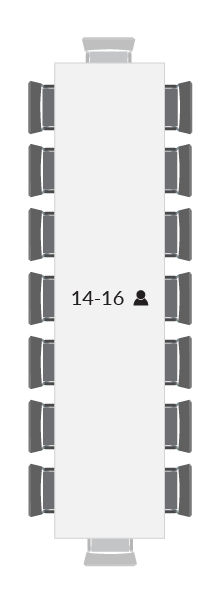 vergadertafel voor 14 tot 16 personen