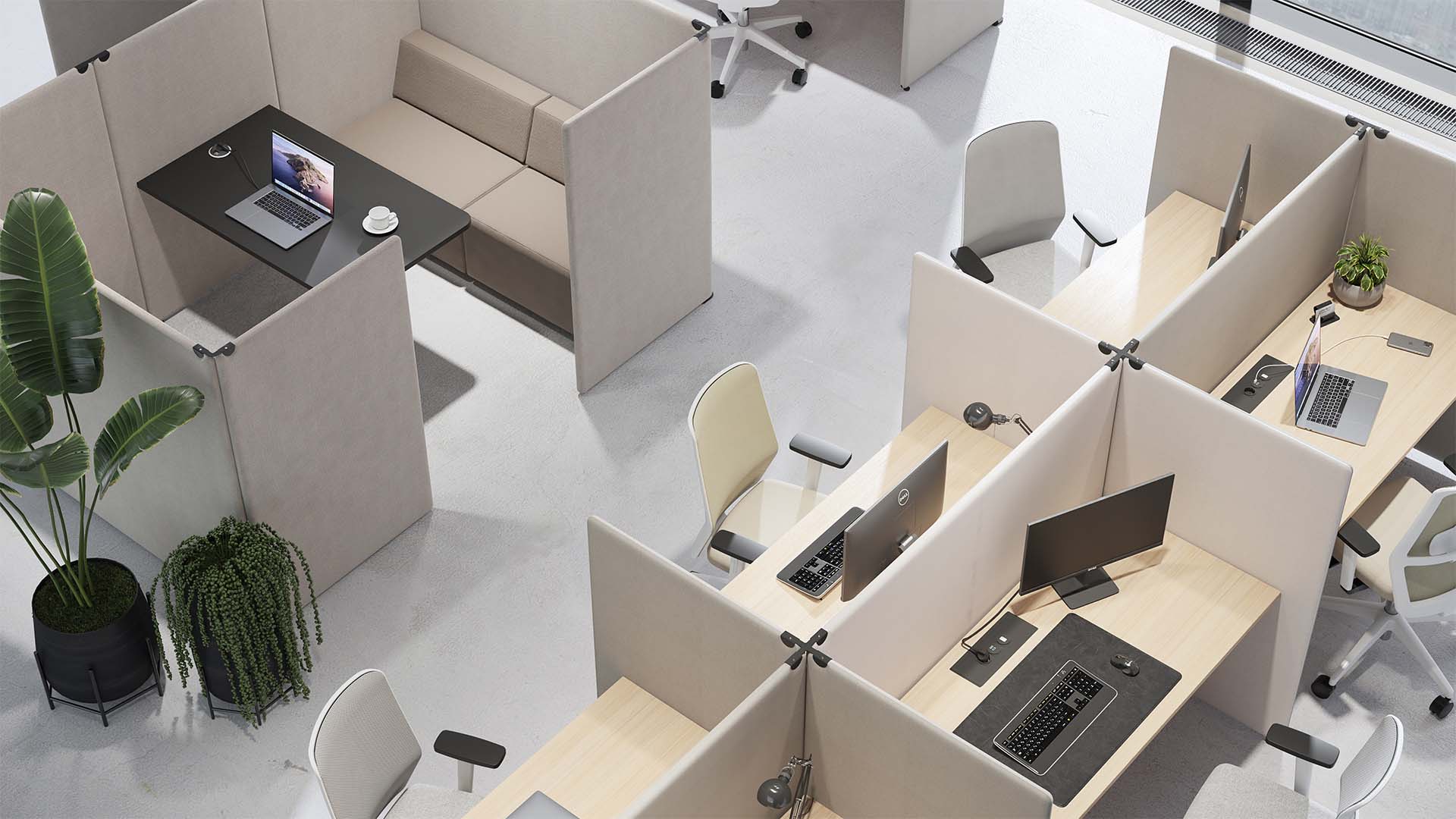 Akoestische kantoorinrichting