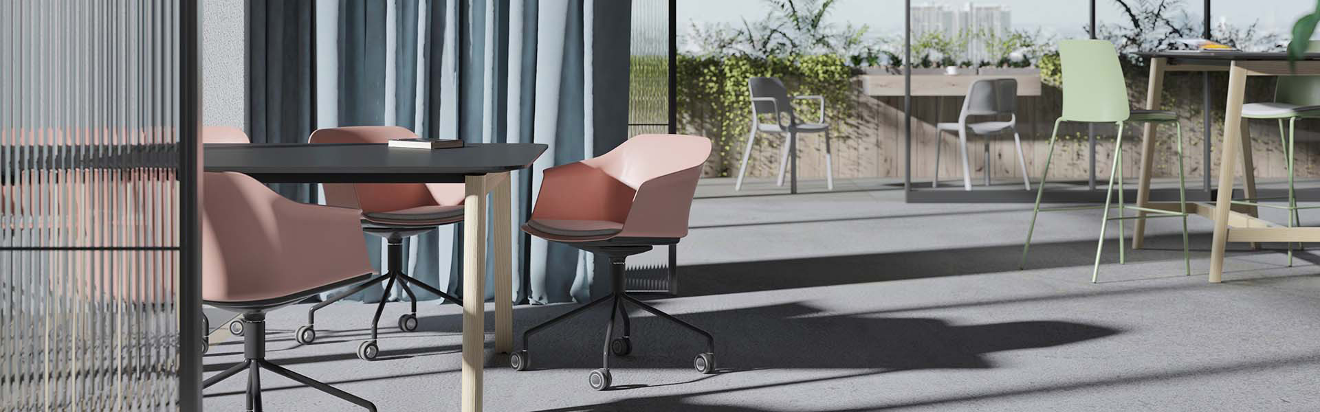 Verrijdbare stoelen voor multifunctionele kantoren